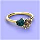 3 - Sasha Heart Shape London Blue Topaz & Pear Shape Smoky Quartz 2 Stone Duo Ring 