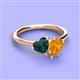 3 - Sasha Heart Shape London Blue Topaz & Pear Shape Citrine 2 Stone Duo Ring 