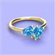 3 - Sasha Heart & Pear Shape Blue Topaz 2 Stone Duo Ring 