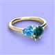 3 - Sasha Heart Shape Blue Topaz & Pear Shape London Blue Topaz 2 Stone Duo Ring 