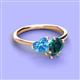 3 - Sasha Heart Shape Blue Topaz & Pear Shape London Blue Topaz 2 Stone Duo Ring 