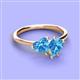 3 - Sasha Heart & Pear Shape Blue Topaz 2 Stone Duo Ring 