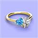 3 - Sasha IGI Certified Pear Shape Lab Grown Diamond & Heart Shape Blue Topaz 2 Stone Duo Ring 