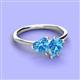 3 - Sasha Heart & Pear Shape Blue Topaz 2 Stone Duo Ring 