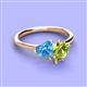 3 - Sasha Heart Shape Blue Topaz & Pear Shape Peridot 2 Stone Duo Ring 