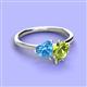 3 - Sasha Heart Shape Blue Topaz & Pear Shape Peridot 2 Stone Duo Ring 