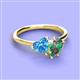 3 - Sasha Heart Shape Blue Topaz & Pear Shape Lab Created Alexandrite 2 Stone Duo Ring 