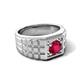 5 - Kellan 0.95 ct (6.00 mm) Ruby Geometric Square Side Design Solitaire Men Band 