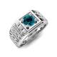 4 - Kellan 0.80 ct (6.00 mm) Blue Diamond Geometric Square Side Design Solitaire Men Band 