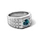 5 - Kellan 0.80 ct (6.00 mm) Blue Diamond Geometric Square Side Design Solitaire Men Band 