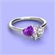 3 - Sasha IGI Certified Pear Shape Lab Grown Diamond & Heart Shape Amethyst 2 Stone Duo Ring 