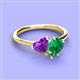 3 - Sasha Heart Shape Amethyst & Pear Shape Lab Created Emerald 2 Stone Duo Ring 