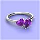 3 - Sasha Heart & Pear Shape Amethyst 2 Stone Duo Ring 