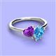 3 - Sasha Heart Shape Amethyst & Pear Shape Blue Topaz 2 Stone Duo Ring 