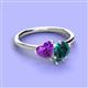 3 - Sasha Heart Shape Amethyst & Pear Shape London Blue Topaz 2 Stone Duo Ring 