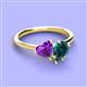 3 - Sasha Heart Shape Amethyst & Pear Shape London Blue Topaz 2 Stone Duo Ring 