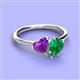 3 - Sasha Heart Shape Amethyst & Pear Shape Lab Created Emerald 2 Stone Duo Ring 