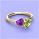 3 - Sasha Heart Shape Amethyst & Pear Shape Peridot 2 Stone Duo Ring 