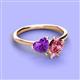 3 - Sasha Heart Shape Amethyst & Pear Shape Pink Tourmaline 2 Stone Duo Ring 