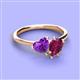 3 - Sasha Heart Shape Amethyst & Pear Shape Rhodolite Garnet 2 Stone Duo Ring 