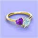 3 - Sasha Heart Shape Amethyst & Pear Shape Aquamarine 2 Stone Duo Ring 