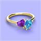 3 - Sasha Heart Shape Amethyst & Pear Shape Blue Topaz 2 Stone Duo Ring 