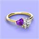 3 - Sasha IGI Certified Pear Shape Lab Grown Diamond & Heart Shape Amethyst 2 Stone Duo Ring 