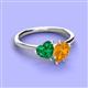 3 - Sasha Heart Shape Lab Created Emerald & Pear Shape Citrine 2 Stone Duo Ring 