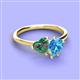 3 - Sasha Heart Shape Lab Created Alexandrite & Pear Shape Blue Topaz 2 Stone Duo Ring 