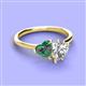 3 - Sasha Heart Shape Lab Created Alexandrite & Pear Shape Forever Brilliant Moissanite 2 Stone Duo Ring 