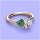 3 - Sasha Heart Shape Lab Created Alexandrite & Pear Shape Forever Brilliant Moissanite 2 Stone Duo Ring 