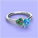 3 - Sasha Heart Shape Lab Created Alexandrite & Pear Shape Blue Topaz 2 Stone Duo Ring 