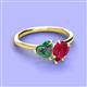 3 - Sasha Heart & Pear Shape Created Alexandrite & Created Ruby 2 Stone Duo Ring 