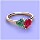 3 - Sasha Heart & Pear Shape Created Alexandrite & Created Ruby 2 Stone Duo Ring 