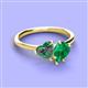 3 - Sasha Heart & Pear Shape Created Alexandrite & Created Emerald 2 Stone Duo Ring 