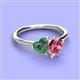 3 - Sasha Heart Shape Lab Created Alexandrite & Pear Shape Pink Tourmaline 2 Stone Duo Ring 