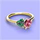 3 - Sasha Heart Shape Lab Created Alexandrite & Pear Shape Pink Tourmaline 2 Stone Duo Ring 