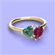 3 - Sasha Heart Shape Lab Created Alexandrite & Pear Shape Rhodolite Garnet 2 Stone Duo Ring 