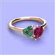 3 - Sasha Heart Shape Lab Created Alexandrite & Pear Shape Rhodolite Garnet 2 Stone Duo Ring 