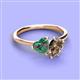 3 - Sasha Heart Shape Lab Created Alexandrite & Pear Shape Smoky Quartz 2 Stone Duo Ring 