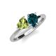 4 - Sasha Heart Shape Peridot & Pear Shape London Blue Topaz 2 Stone Duo Ring 