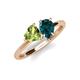 4 - Sasha Heart Shape Peridot & Pear Shape London Blue Topaz 2 Stone Duo Ring 