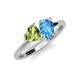 4 - Sasha Heart Shape Peridot & Pear Shape Blue Topaz 2 Stone Duo Ring 