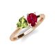 4 - Sasha Heart Shape Peridot & Pear Shape Lab Created Ruby 2 Stone Duo Ring 