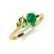 4 - Sasha Heart Shape Peridot & Pear Shape Lab Created Emerald 2 Stone Duo Ring 