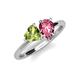 4 - Sasha Heart Shape Peridot & Pear Shape Pink Tourmaline 2 Stone Duo Ring 