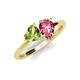 4 - Sasha Heart Shape Peridot & Pear Shape Pink Tourmaline 2 Stone Duo Ring 