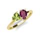 4 - Sasha Heart Shape Peridot & Pear Shape Rhodolite Garnet 2 Stone Duo Ring 