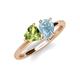 4 - Sasha Heart Shape Peridot & Pear Shape Aquamarine 2 Stone Duo Ring 