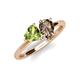 4 - Sasha Heart Shape Peridot & Pear Shape Smoky Quartz 2 Stone Duo Ring 